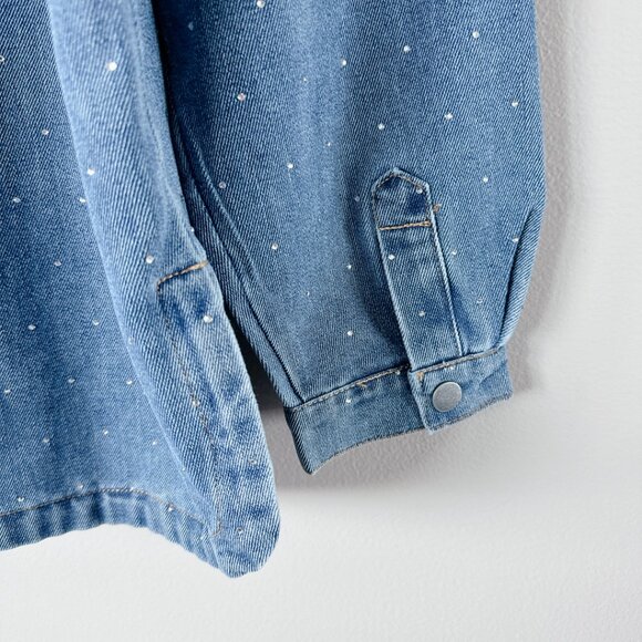 Stoosh Vintage Denim Studded Rhinestone Shacket NWT! Western jean jacket large - Picture 13 of 16